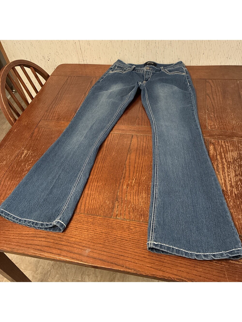 Rewash Bootcut Jeans Women’s 5 Low Rise Thick Stitch Stretch Denim